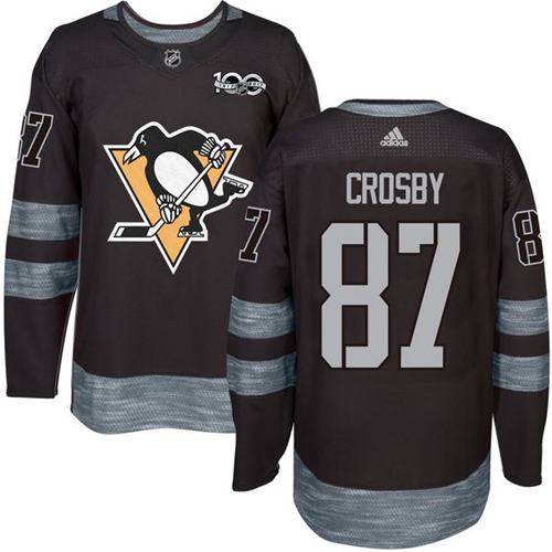 Penguins #87 Sidney Crosby Black 1917-2017 100th Anniversary Stitched NHL Jersey