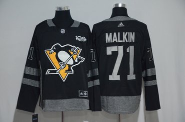 Penguins 71 Evgeni Malkin Black 100th Anniversary Adidas Jersey