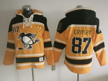Penguins 87 Sidney Crosby Yellow All Stitched Hooded Sweatshirt