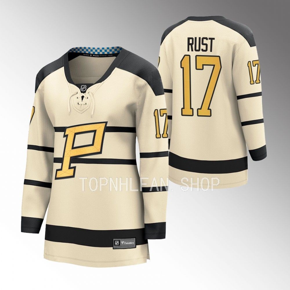 Penguins Bryan Rust 2023 Winter Classic Cream Player Women Jersey