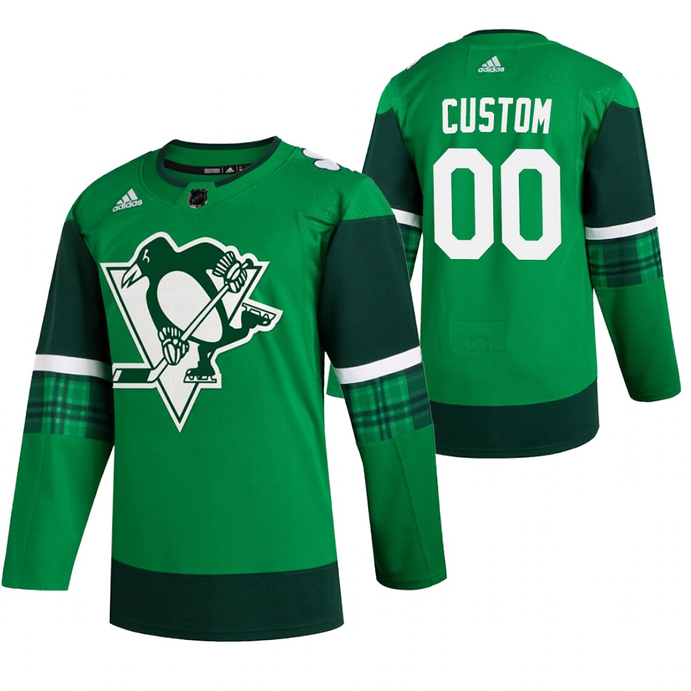 Penguins Custom 2020 St. Patrick's Day Green #00 Jersey