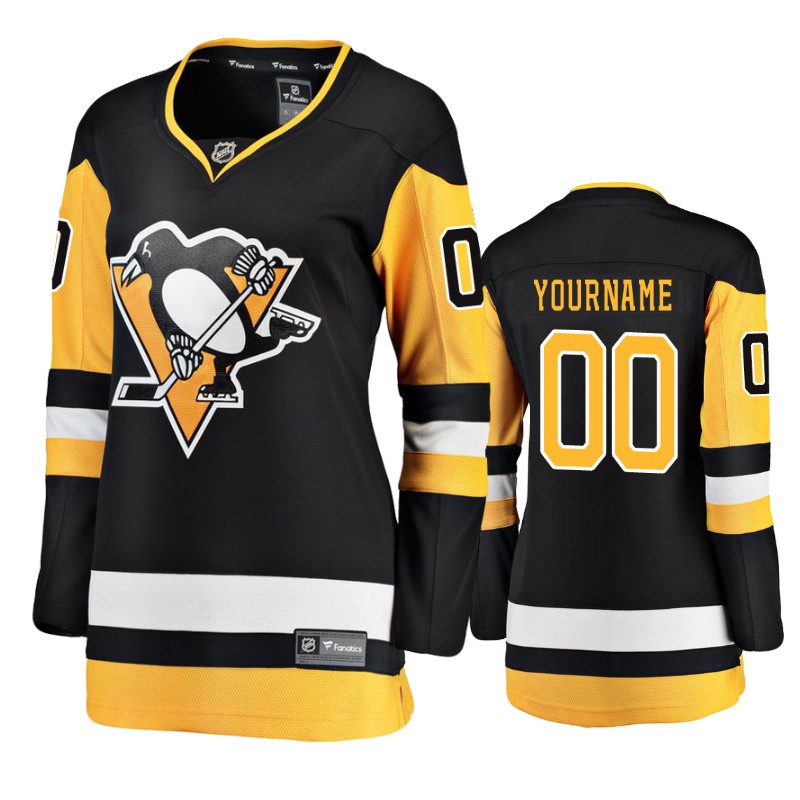Penguins Custom Black Breakaway Player Home Jersey
