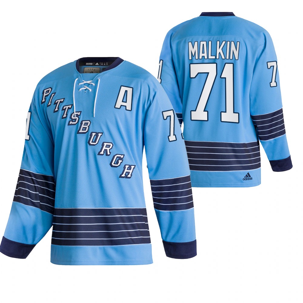 Penguins Evgeni Malkin Blue 2022 Team Classics Heritage Jersey