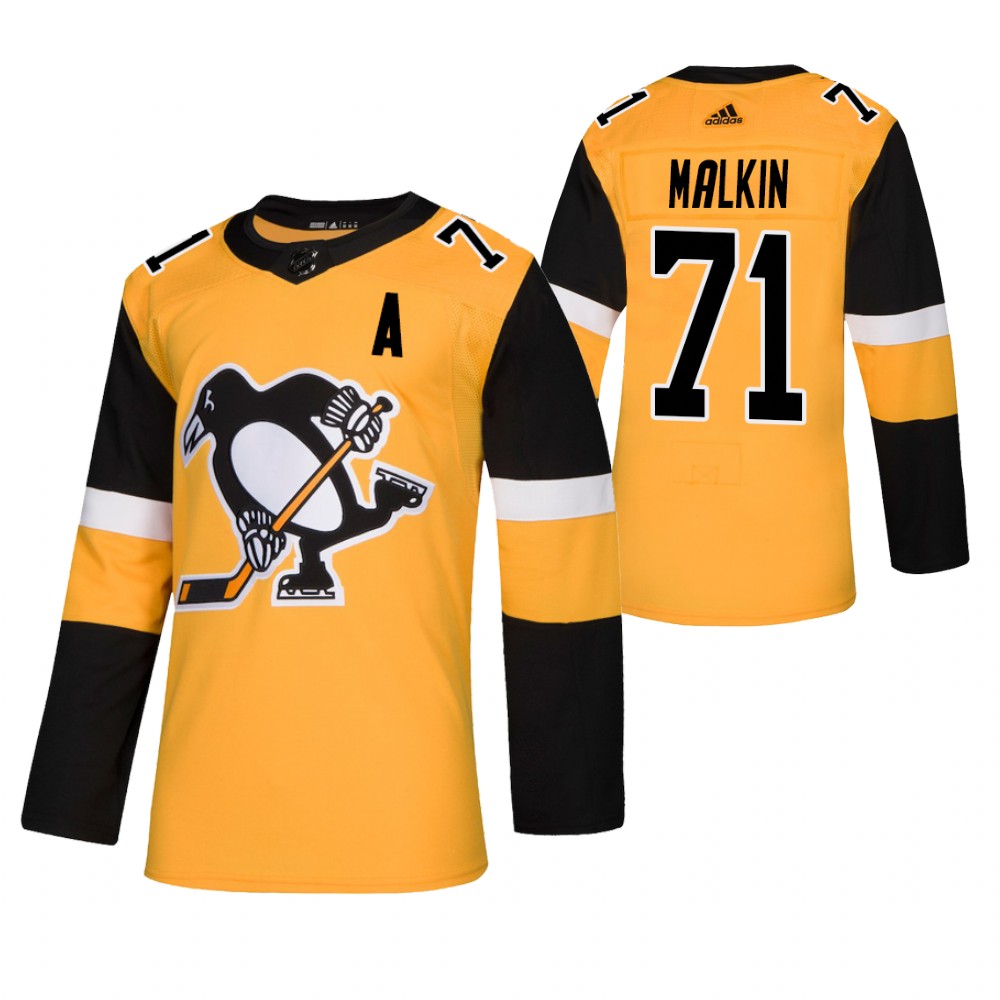 Penguins Evgeni Malkin Gold Authentic Alternate Jersey