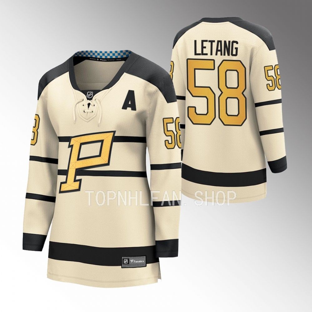 Penguins Kris Letang 2023 Winter Classic Cream Player Women Jersey