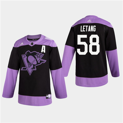 Penguins #58 Kris Letang Black Practice Hockey Fights Cancer Jersey