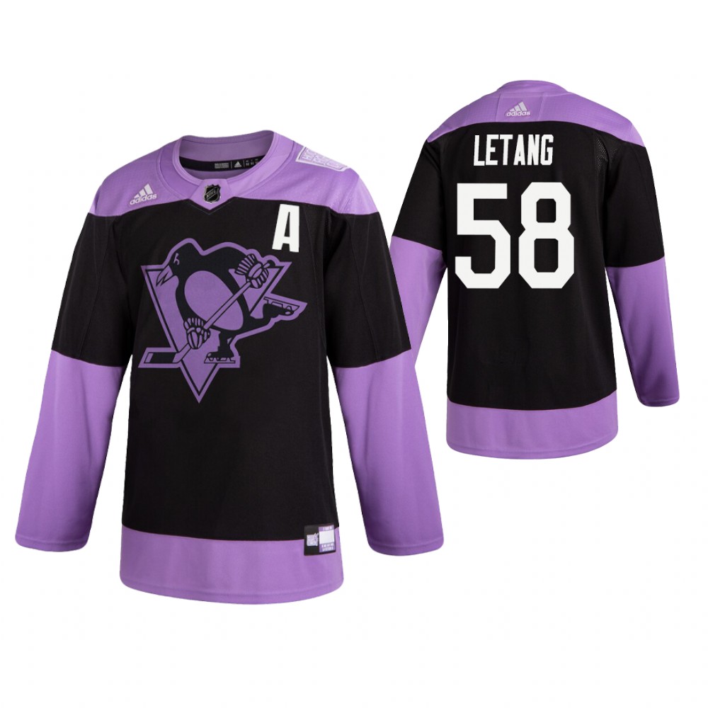 Penguins Kris Letang Black Practice Hockey Fights Cancer Jersey