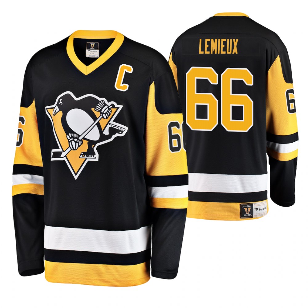 Penguins Mario Lemieux Black Premier Breakaway Player Heritage Jersey