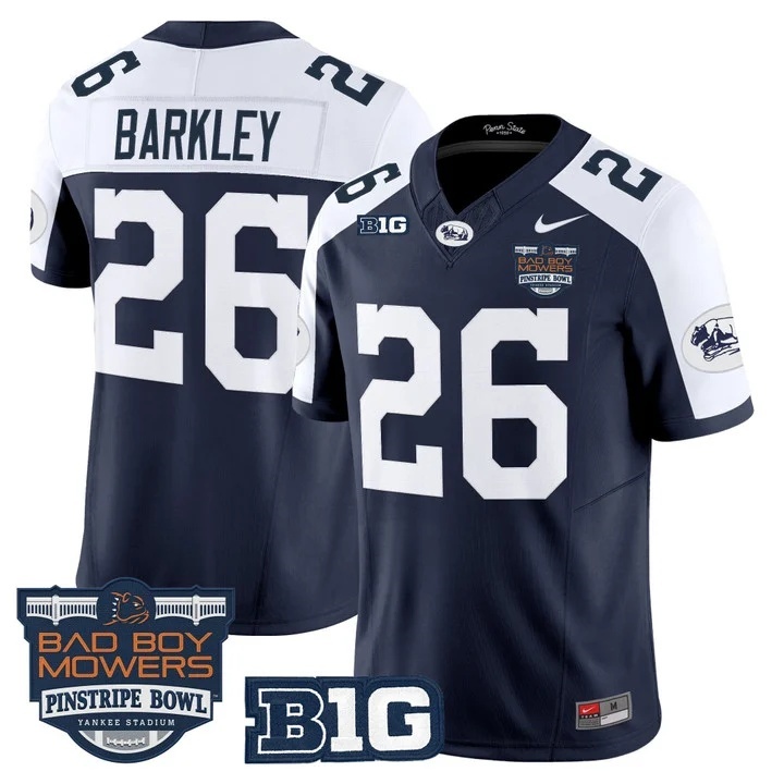 Penn State Nittany Lions Throwback Vapor Limited Custom Jersey - Pinstripe Bowl Patch - All Stitched 26 Saquon Barkley