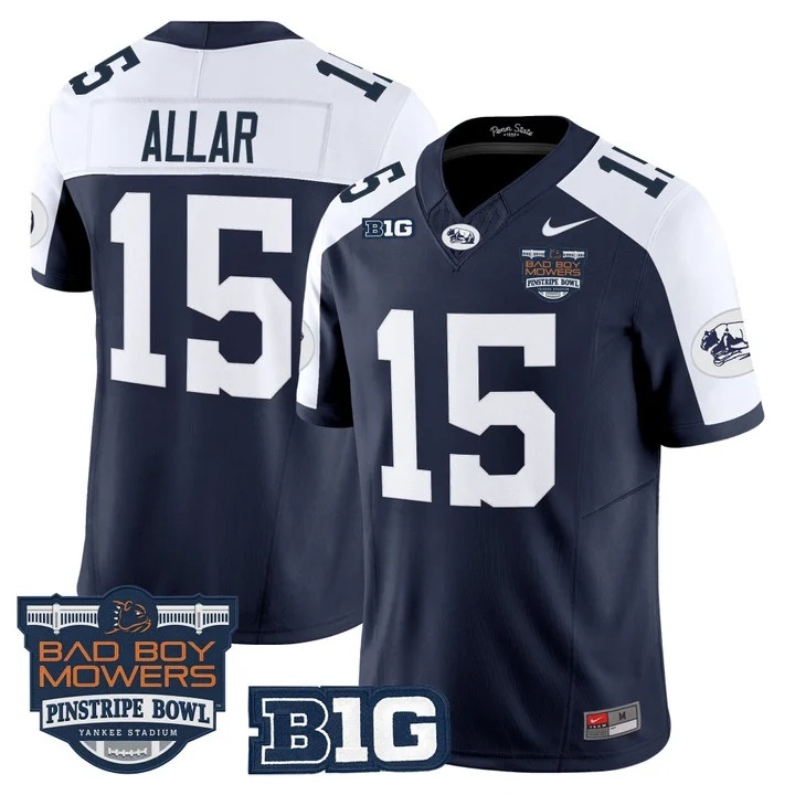 Penn State Nittany Lions Throwback Vapor Limited Custom Jersey - Pinstripe Bowl Patch - All Stitched Drew Allar    15