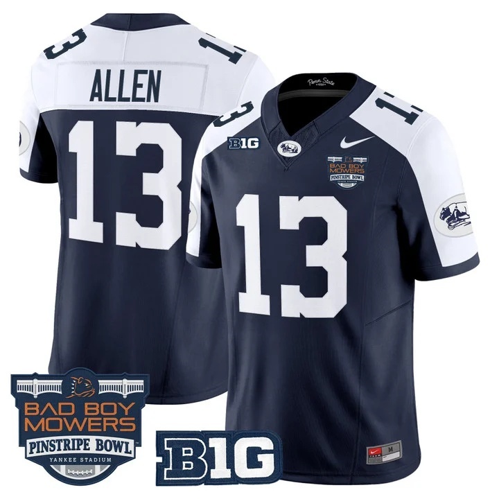 Penn State Nittany Lions Throwback Vapor Limited Custom Jersey - Pinstripe Bowl Patch - All Stitched Kaytron Allen   #13