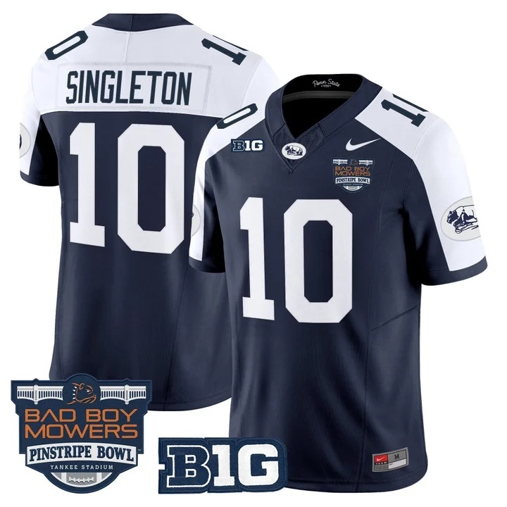 Penn State Nittany Lions Throwback Vapor Limited Custom Jersey - Pinstripe Bowl Patch - All Stitched Nicholas Singleton    10