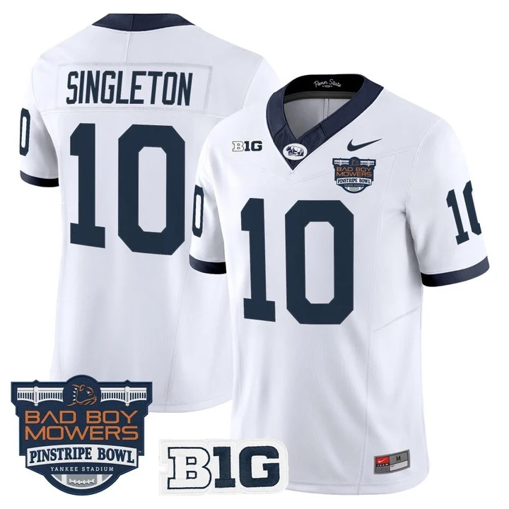Penn State Nittany Lions Throwback Vapor Limited Custom Jersey - Pinstripe Bowl Patch - All Stitched Nicholas Singleton   10