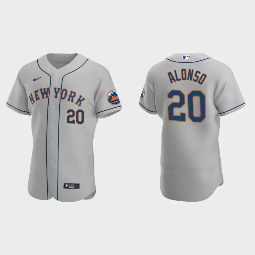 Pete Alonso #20 New York Mets 2020 Road Authentic Jersey – Gray