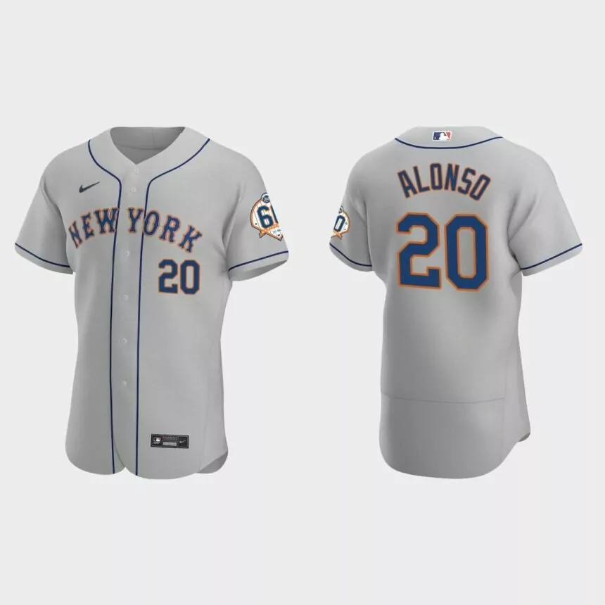 Pete Alonso New York Mets 60th Anniversary Road Authentic Jersey – Gray