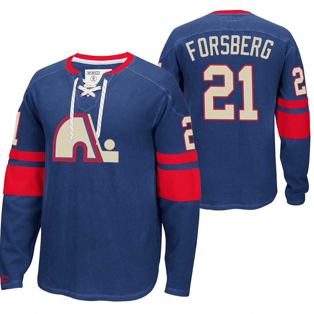 Peter Forsberg Quebec Nordiques Heritage Blue Jersey Hoodie Pullover