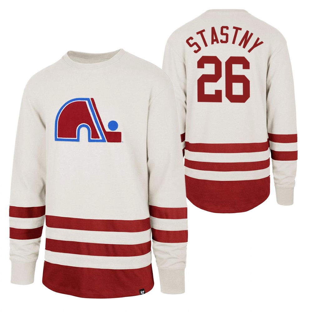 Peter Stastny Quebec Nordiques Center Ice Crew White Retro Cotton Jersey