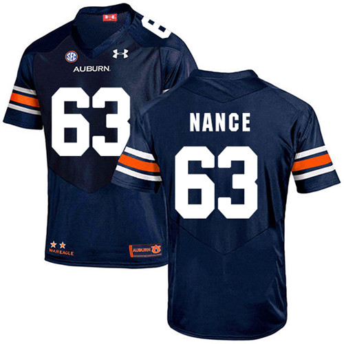 Peyton Nance Auburn Tigers Men's Jersey - #63 NCAA Navy Blue Stitched Authentic