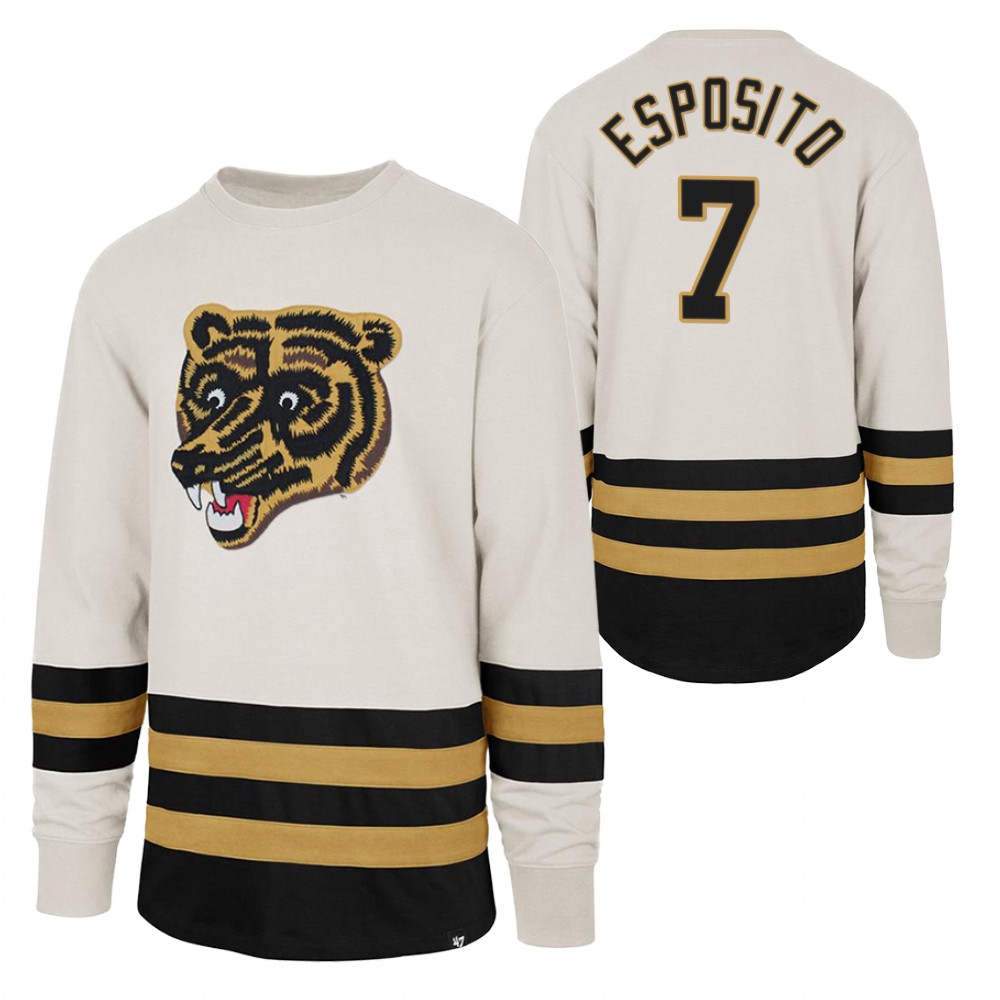 Phil Esposito Boston Bruins Center Ice Crew White Retro Cotton Jersey