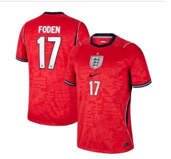 Phil Foden England National Team Nike 2026 Away Stadium Replica Jersey - Red