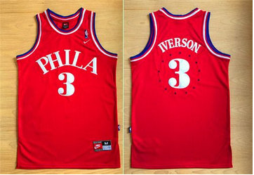 Philadelphia 76ers #3 Allen Iverson Red 1964 Throwback Stitched NBA Jersey