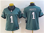 Philadelphia Eagles #1 Jalen Hurts Women's Green Vapor F.U.S.E. Limited Jersey