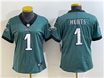Philadelphia Eagles #1 Jalen Hurts Women's Green Vapor Limited Jersey