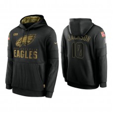 Philadelphia Eagles #10 DeSean Jackson Black 2020 Salute to Service Sideline Performance Pullover Hoodie
