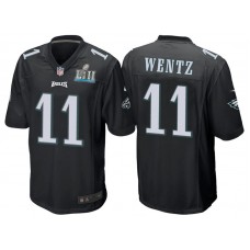 Philadelphia Eagles #11 Carson Wentz Black Super Bowl LII Bound Game Jersey