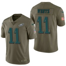 Philadelphia Eagles #11 Carson Wentz Olive 2017 Salute to Service Limited Jersey