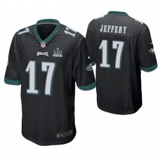 Philadelphia Eagles #17 Alshon Jeffery Black Super Bowl LII Champions Patch Game Jersey