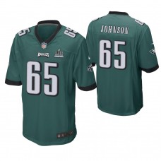 Philadelphia Eagles #65 Lane Johnson Midnight Green Super Bowl LII Champions Patch Game Jersey