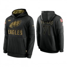 Philadelphia Eagles #71 Jason Peters Black 2020 Salute to Service Sideline Performance Pullover Hoodie