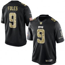 Philadelphia Eagles #9 Nick Foles Black Salute To Service Jersey