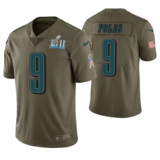 Philadelphia Eagles #9 Nick Foles Olive Super Bowl LII Champions Salute to Service Jersey