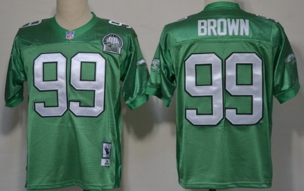 Philadelphia Eagles #99 Jerome Brown Light Green Throwback 99TH Jersey 