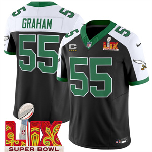 Philadelphia Eagles Kelly Green Super Bowl LIX Patch Vapor Limited Football Jersey - All Stitched Black Alternate Brandon Graham