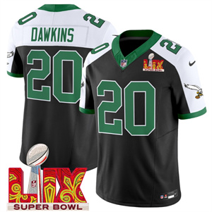 Philadelphia Eagles Kelly Green Super Bowl LIX Patch Vapor Limited Football Jersey - All Stitched Black Alternate Brian Dawkins