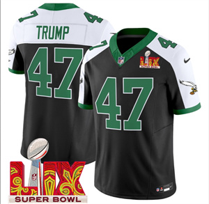 Philadelphia Eagles Kelly Green Super Bowl LIX Patch Vapor Limited Football Jersey - All Stitched Black Alternate Donald Trump