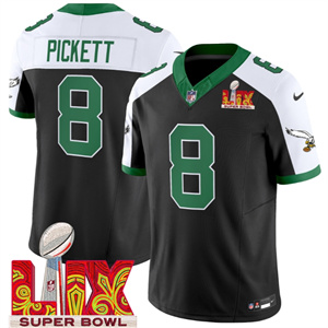 Philadelphia Eagles Kelly Green Super Bowl LIX Patch Vapor Limited Football Jersey - All Stitched Black Alternate Kenny Pickett
