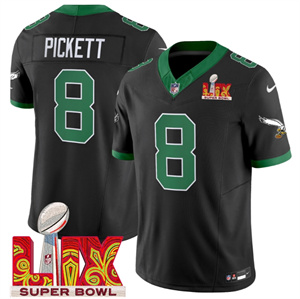 Philadelphia Eagles Kelly Green Super Bowl LIX Patch Vapor Limited Football Jersey - All Stitched Black Kenny Pickett