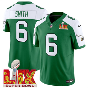 Philadelphia Eagles Kelly Green Super Bowl LIX Patch Vapor Limited Football Jersey - All Stitched Kelly Alternate DeVonta Smith