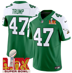 Philadelphia Eagles Kelly Green Super Bowl LIX Patch Vapor Limited Football Jersey - All Stitched Kelly Alternate Donald Trump