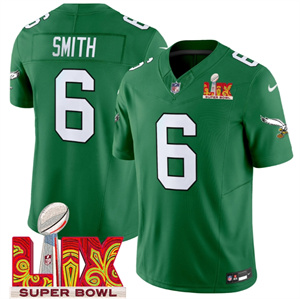 Philadelphia Eagles Kelly Green Super Bowl LIX Patch Vapor Limited Football Jersey - All Stitched Kelly Green DeVonta Smith