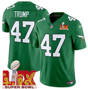 Philadelphia Eagles Kelly Green Super Bowl LIX Patch Vapor Limited Football Jersey - All Stitched Kelly Green Donald Trump