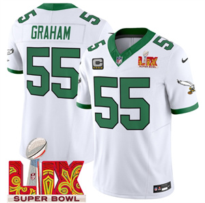 Philadelphia Eagles Kelly Green Super Bowl LIX Patch Vapor Limited Football Jersey - All Stitched Kelly White Brandon Graham