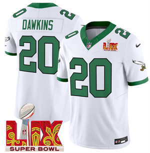 Philadelphia Eagles Kelly Green Super Bowl LIX Patch Vapor Limited Football Jersey - All Stitched Kelly White Brian Dawkins