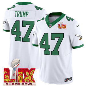 Philadelphia Eagles Kelly Green Super Bowl LIX Patch Vapor Limited Football Jersey - All Stitched Kelly White Donald Trump