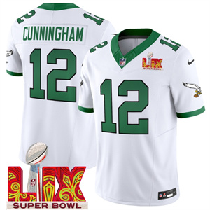 Philadelphia Eagles Kelly Green Super Bowl LIX Patch Vapor Limited Football Jersey - All Stitched Kelly White Randall Cunningham