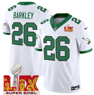 Philadelphia Eagles Kelly Green Super Bowl LIX Patch Vapor Limited Football Jersey - All Stitched Kelly White Saquon Barkley 26